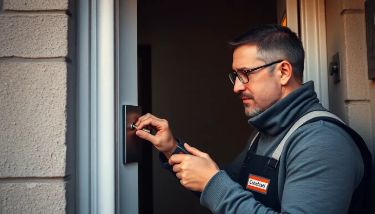 Schlüsseldienst Karlsruhe öffnet beschädigungsfrei eine Tür mit modernem Werkzeug.