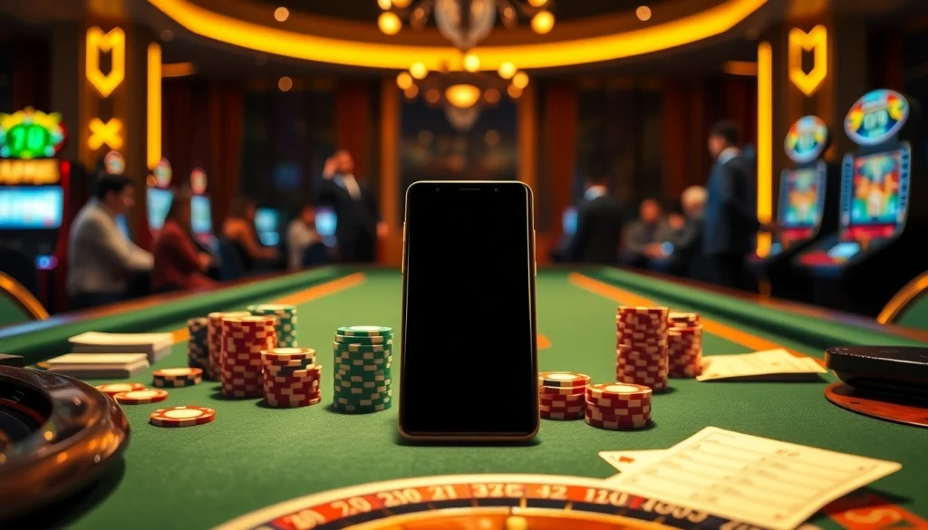 S8 captivates gamblers at a luxurious casino table with poker chips, cards, and a Samsung Galaxy S8.