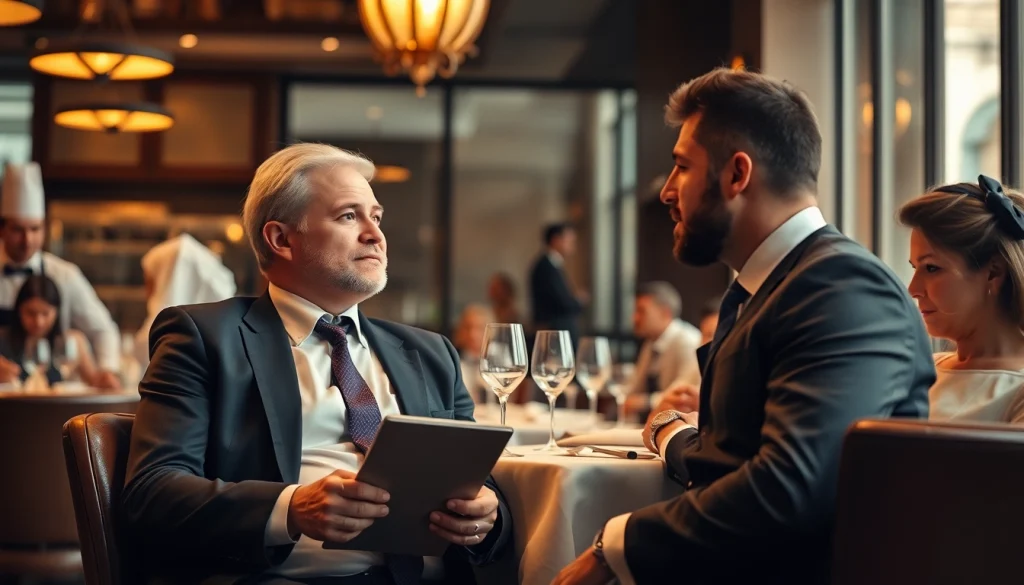 Headhunter Gastronomie im Gespräch mit Restaurantleiter in eleganter Umgebung