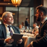 Headhunter Gastronomie im Gespräch mit Restaurantleiter in eleganter Umgebung