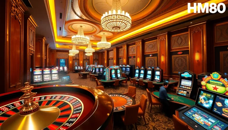 Players enjoying the thrill of gambling at HM88's luxurious casino tables.