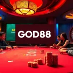 Players enjoying an intense poker game at GOOD88 casino, showcasing excitement and strategy.