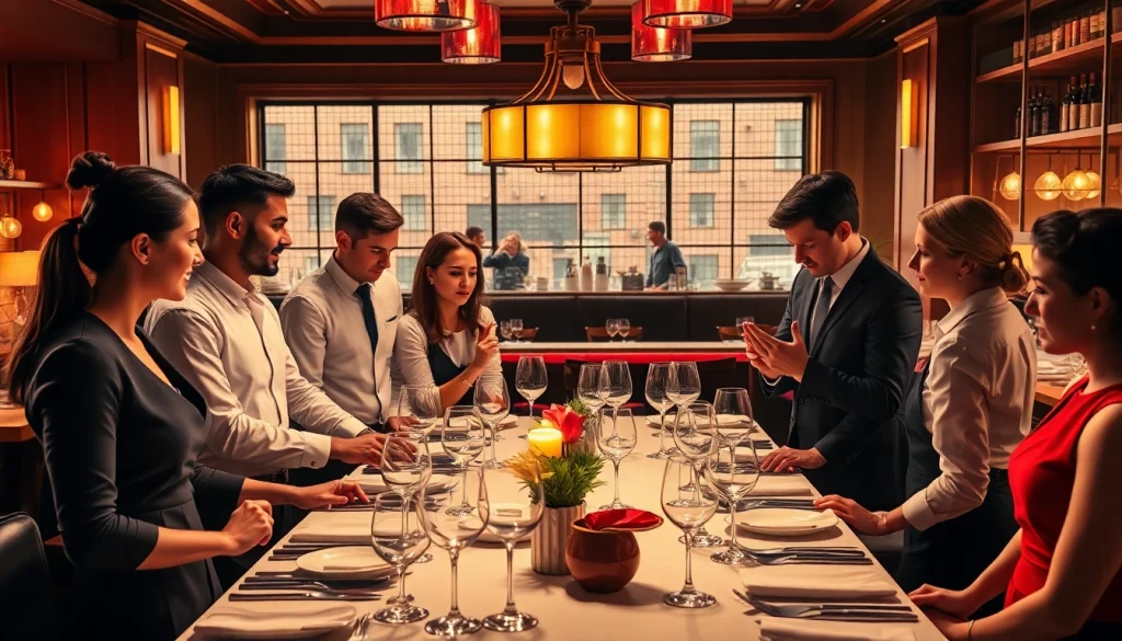 Professionals collaborate in a vibrant gastronomy setting, showcasing Headhunter Gastronomie roles effectively.