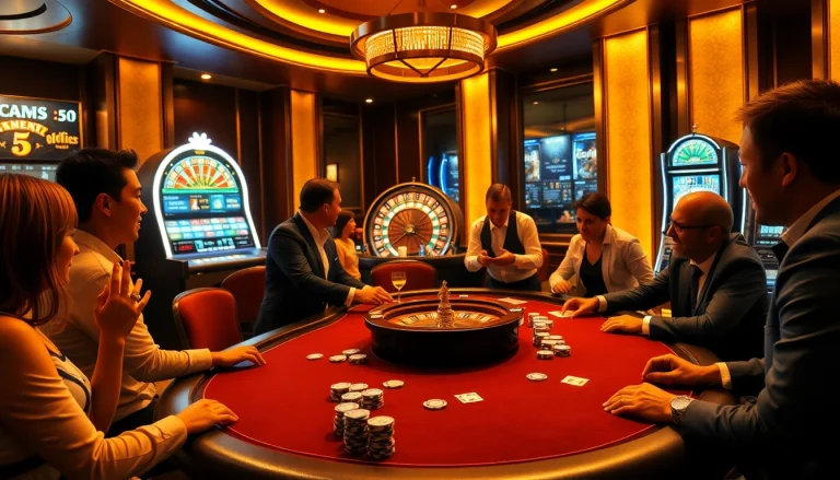 ZB368 casino players strategizing over a poker table in an elegant setting.