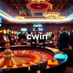 Cwin-themed luxurious casino scene featuring players at a roulette table and vibrant gaming elements.