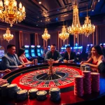 Players enjoying a thrilling roulette game at a glamorous casino, representing tr88's exciting gambling experience.