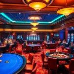 Players enjoying poker at a luxurious casino featuring TPJ entertainment options.