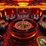 GACAM888 branded roulette wheel surrounded by players celebrating wins in a luxurious casino setting.