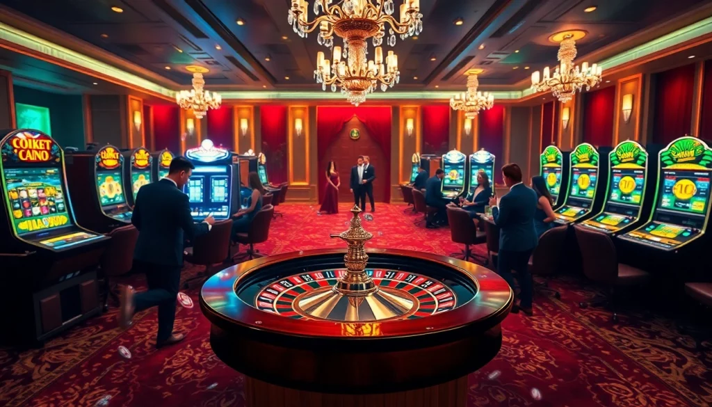 Experience thrilling gameplay at https://topclub.website/ with luxury casino tables and vibrant slot machines.
