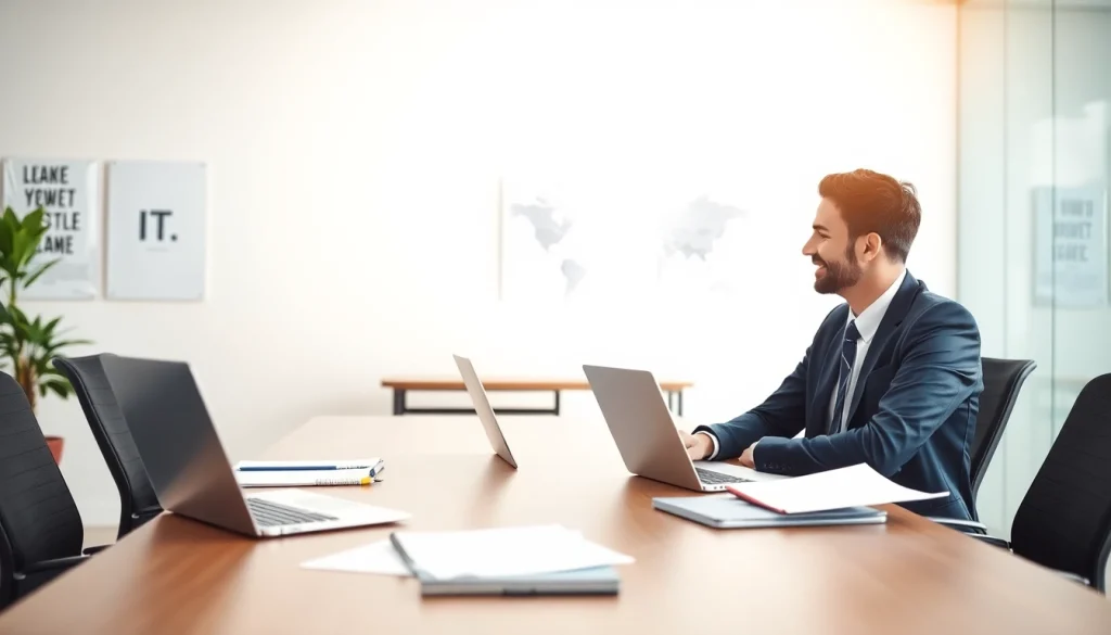 Headhunter IT just hired an IT professional in a modern office setting.