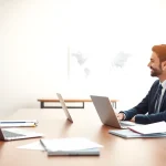 Headhunter IT just hired an IT professional in a modern office setting.