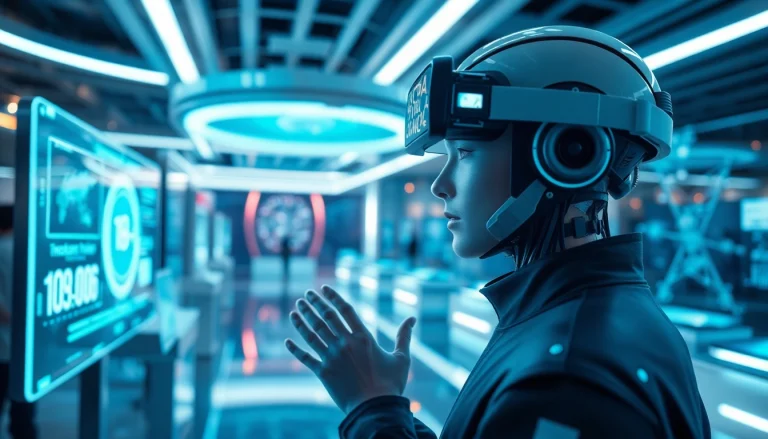 Explore innovative AI interactions in a futuristic tech hub with 18+ ai elements.