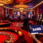 Players immerse in thrilling games at https://jun88.pizza/, showcasing an exciting casino atmosphere.