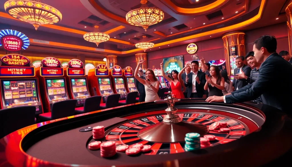 Experience the excitement of bem88 with vibrant casino scenes filled with thrilling games and lucky players.