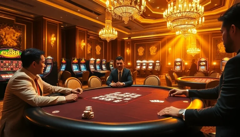 Experience the excitement of ev88 with glamorous casino tables and thrilling poker action.