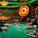 Exciting poker action at a luxurious casino with 88i branding, showcasing professional players and vibrant chips.