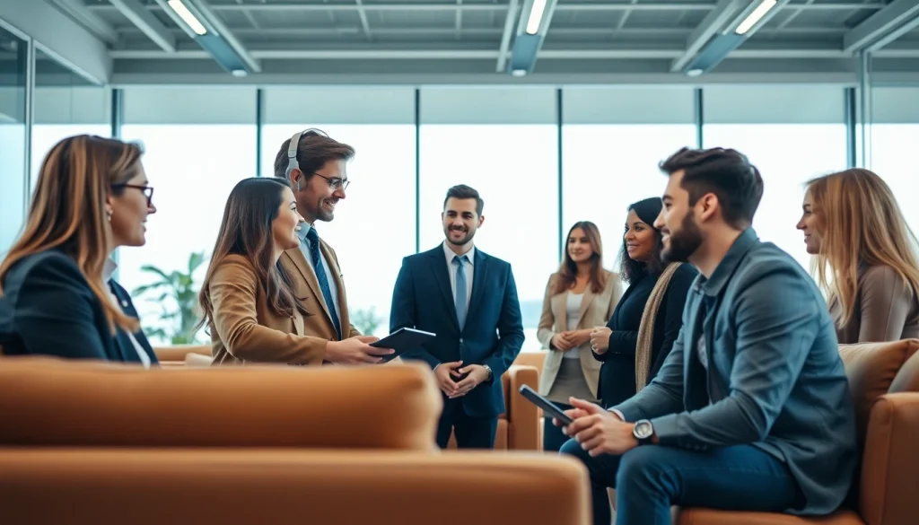 Headhunter Schweiz unterstützt Kandidaten in einem modernen Büro mit engagierter Kommunikation.