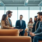 Headhunter Schweiz unterstützt Kandidaten in einem modernen Büro mit engagierter Kommunikation.