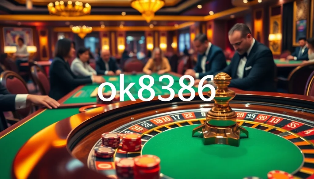 Exciting casino action featuring stunning poker chips and roulette table reflecting ok8386 gaming experience.