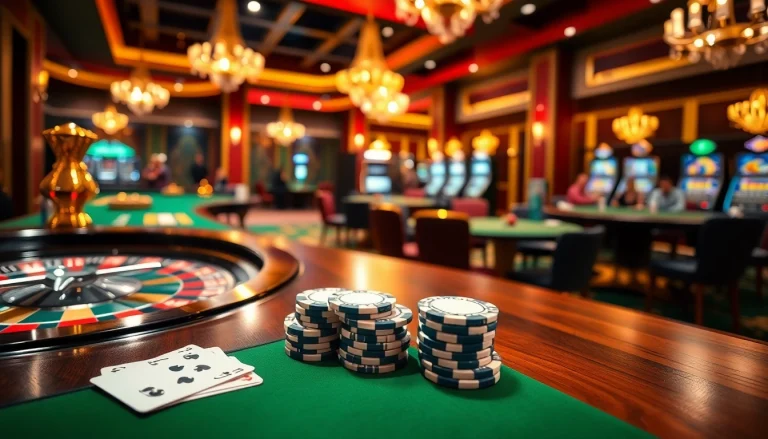 Players enjoying a dynamic gaming experience at Febet Casino with roulette and poker tables.