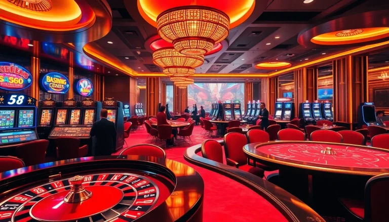 Experience thrilling gameplay at GK88 with luxurious casino elements and vibrant gaming tables.