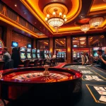 Thrilling casino atmosphere showcasing mv88 with poker chips and roulette wheel.