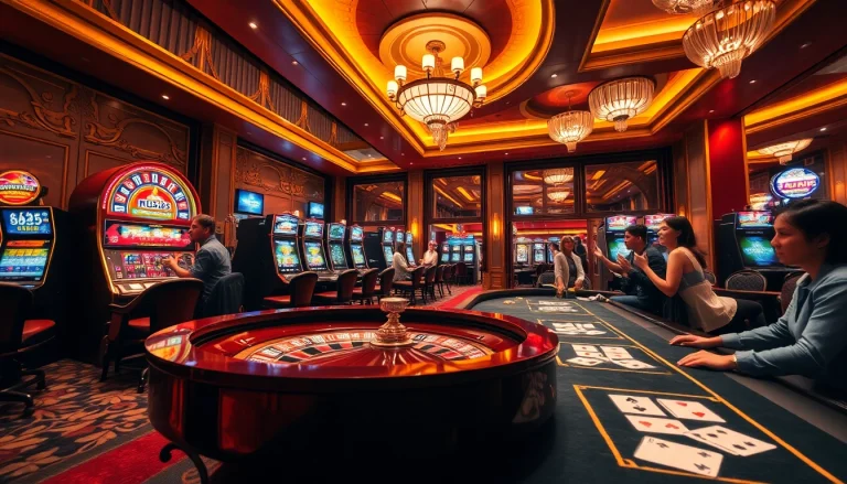 Thrilling casino atmosphere showcasing mv88 with poker chips and roulette wheel.