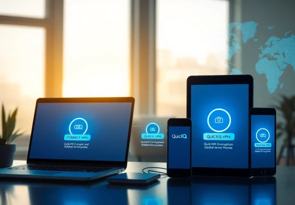 QuickQ 下载 - 在多设备上无缝 VPN 连接界面，展现安全与速度。