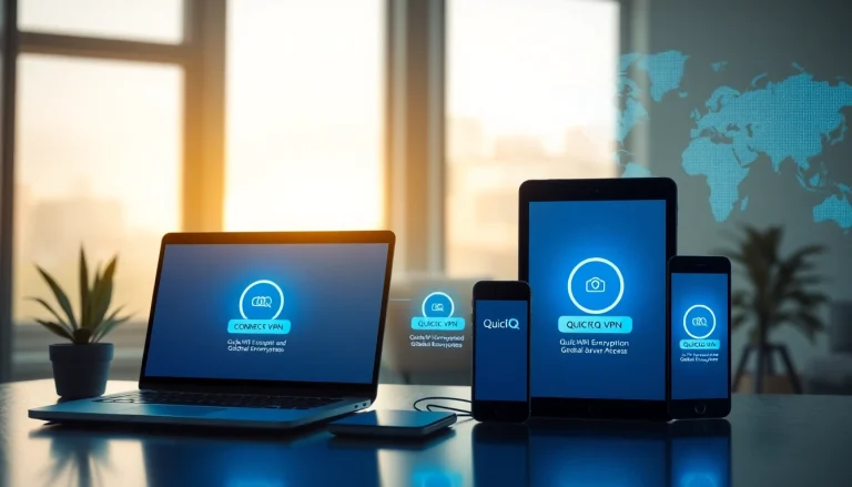 QuickQ 下载 - 在多设备上无缝 VPN 连接界面，展现安全与速度。