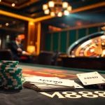 MM88 players enjoying an exciting round of poker at a high-end casino table.