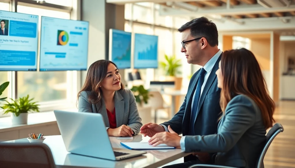 Headhunter IT professionell in modernem Büro mit engagierten Klienten