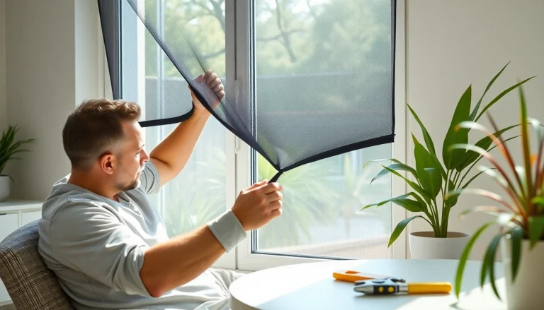 Fliegengittermaxx Installation of custom insect screens in a bright home setting