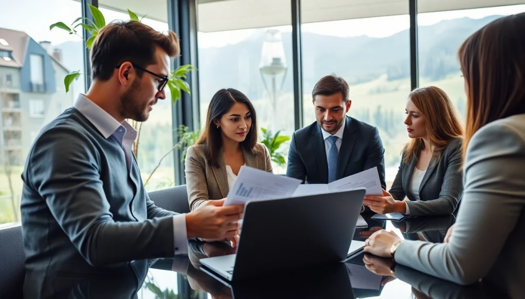 Headhunter Schweiz beim Treffen mit Klienten in einem modernen Umfeld.