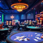 Players enjoying table games and slots at 8day casino, showcasing excitement and luxury.