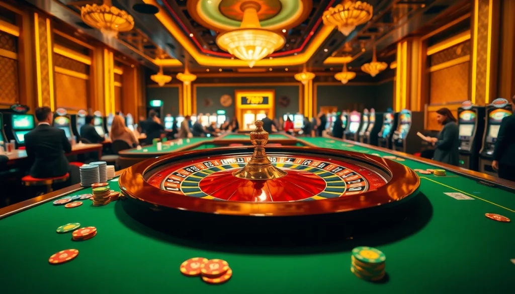 Experience excitement at 789f's casino tables with vibrant chips and engaging players.