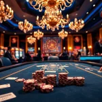 Players enjoying high-stakes poker at 99win casino, showcasing excitement and luxury.
