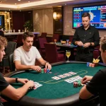 Exciting live casino gaming at Bong99 with players and dealer.