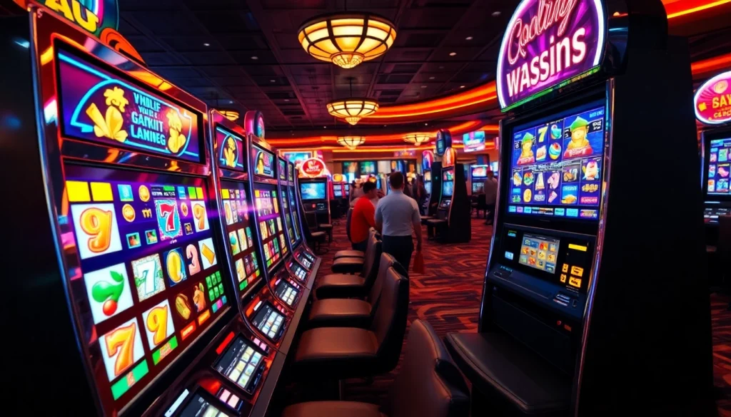 ลองทดลองเล่นสล็อต บนเครื่องสล็อตที่คาสิโนที่มีบรรยากาศคึกคัก