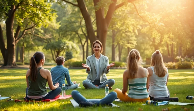 Enhancing emotional wellbeing through guided coaching in a tranquil park setting.