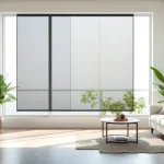 Fliegengittermaxx Bildschirm installiert in modernem Wohnraum, harmonisch in hellem Licht