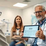 Driada medical Beratung zwischen Arzt und Patient in einer modernen Klinik mit natürlichem Licht.
