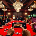 Go8 betting app interface in a luxurious casino setting with poker and slot machines.