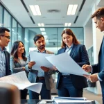 Headhunter Ingenieure bespricht Karrierechancen mit einem Ingenieur in einem modernen Büro.