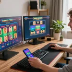 Engaged at home gaming with various options, including link vào qq88 via smartphone