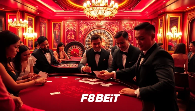 Players enjoying a thrilling game at F8BET's luxurious casino table.