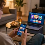 888NEW mobile app user enjoying an engaging gameplay experience in a cozy living room setting