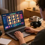 Player engaging with F168 online casino interface during a home gaming session.
