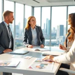 Immobilienmakler Frankfurt Sachsenhausen berät Kunden in einem modernen Büro.