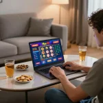 Engaging gameplay at Man 88 online casino on a laptop in a cozy home setup