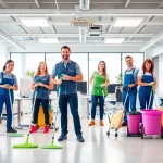 Professionelle Gebäudereinigung Ulm im modernen Büro mit engagiertem Team und sauberem Umfeld